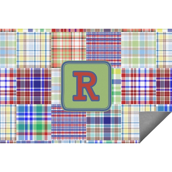 Custom Blue Madras Plaid Print Indoor / Outdoor Rug - 2'x3' (Personalized)