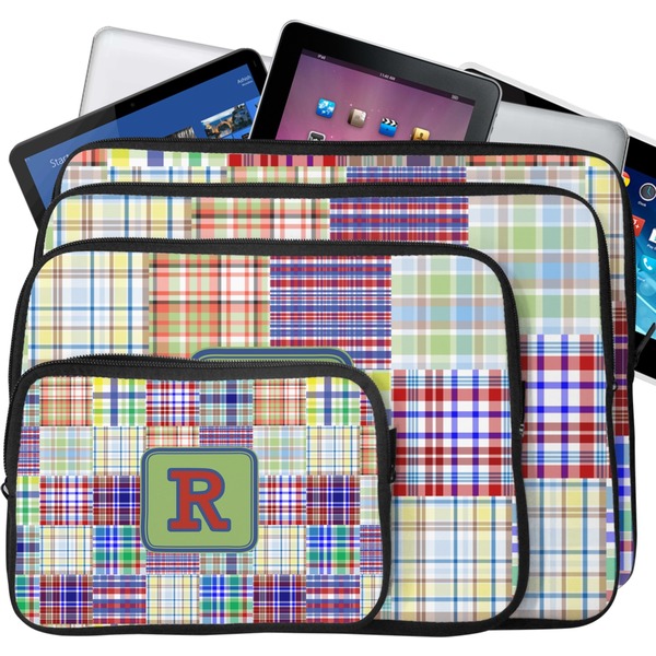 Blue Madras Plaid Laptop Case Sizes