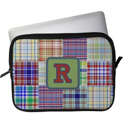 Blue Madras Plaid Print Laptop Sleeve / Case (Personalized)