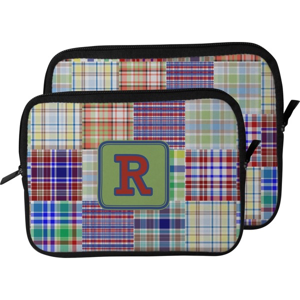 Blue Madras Plaid Laptop Sleeve (Size Comparison)