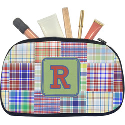 Blue Madras Plaid Print Makeup / Cosmetic Bag - Medium (Personalized)