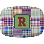 Blue Madras Plaid Print Melamine Platter (Personalized)