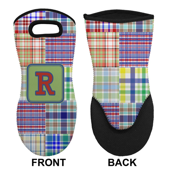 Blue Madras Plaid Neoprene Oven Mitt (Front & Back)