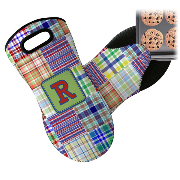 Blue Madras Plaid Neoprene Oven Mitt