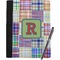 Blue Madras Plaid Print Notebook Padfolio - Large w/ Initial