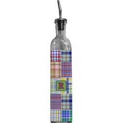Blue Madras Plaid Print Oil Dispenser Bottle (Personalized)