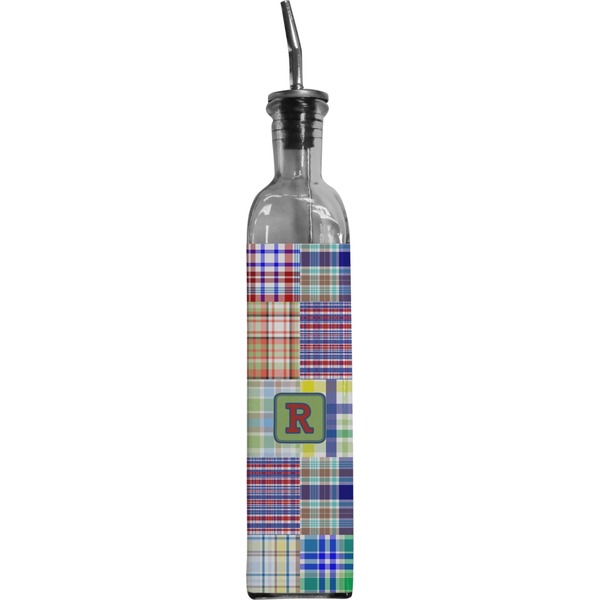 Custom Blue Madras Plaid Print Oil Dispenser Bottle (Personalized)