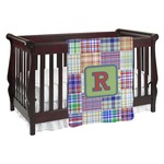 Blue Madras Plaid Print Baby Blanket (Personalized)