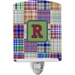 Blue Madras Plaid Print Ceramic Night Light (Personalized)
