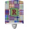 Blue Madras Plaid Print Ceramic Night Light (Personalized)