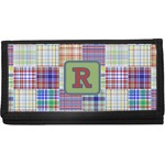 Blue Madras Plaid Print Canvas Checkbook Cover (Personalized)