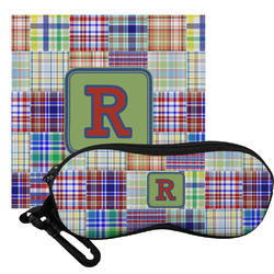 Blue Madras Plaid Print Eyeglass Case & Cloth (Personalized)