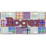 Blue Madras Plaid Print Front License Plate (Personalized)