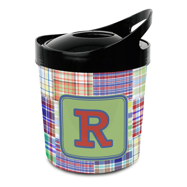 Custom Blue Madras Plaid Print Plastic Ice Bucket (Personalized)