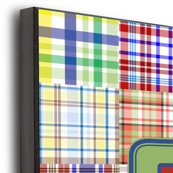 Blue Madras Plaid Print 11x14 Wood Print - Closeup