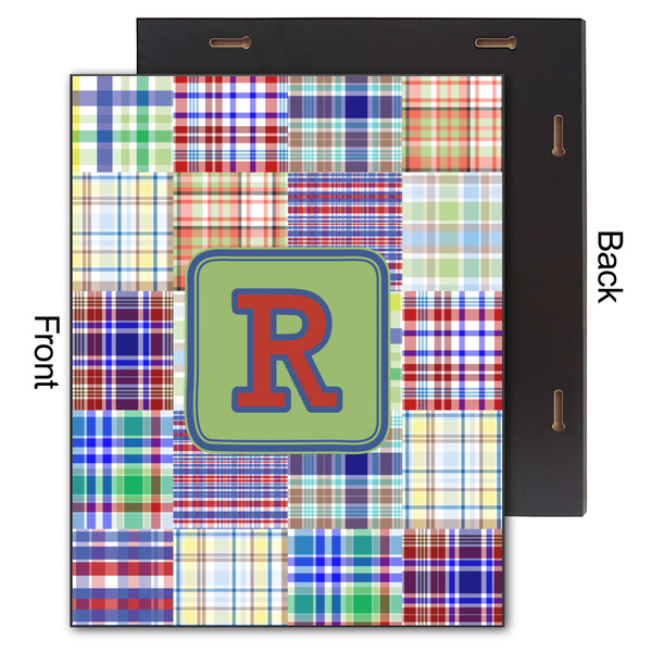 Blue Madras Plaid Print 11x14 Wood Print - Front & Back View