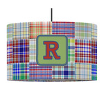 Blue Madras Plaid Print 12" Drum Pendant Lamp - Fabric (Personalized)