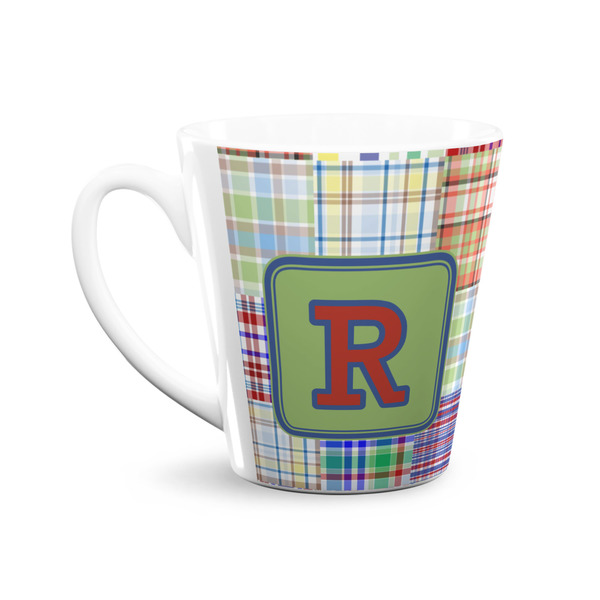 Blue Madras Plaid Print 12 Oz Latte Mug - Front