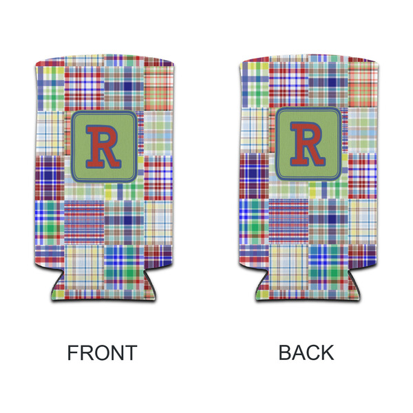 Blue Madras Plaid Print 12oz Tall Can Sleeve - APPROVAL