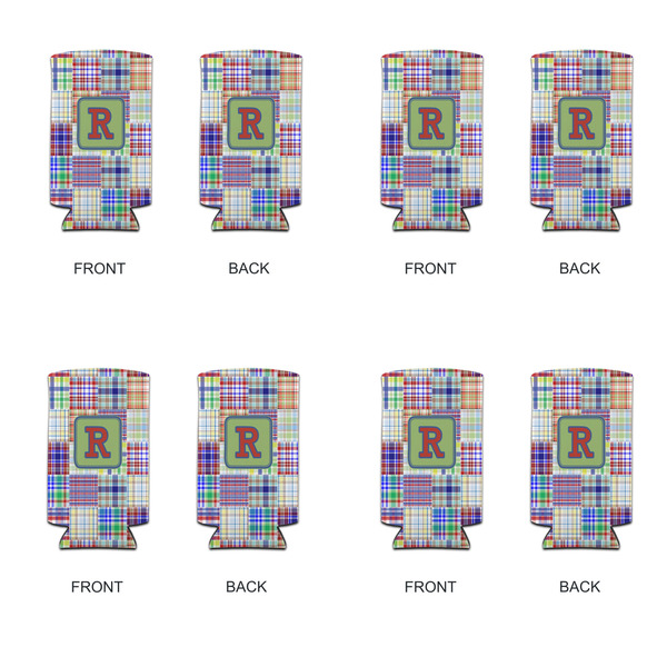 Blue Madras Plaid Print 12oz Tall Can Sleeve - Set of 4 - APPROVAL