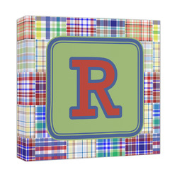 Blue Madras Plaid Print Canvas Print - 12x12 (Personalized)