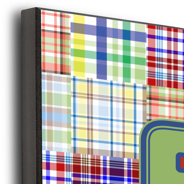Blue Madras Plaid Print 12x12 Wood Print - Closeup