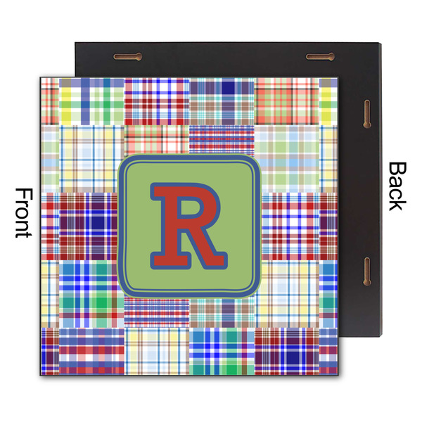 Blue Madras Plaid Print 12x12 Wood Print - Front & Back View