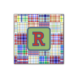 Blue Madras Plaid Print Wood Print - 12x12 (Personalized)