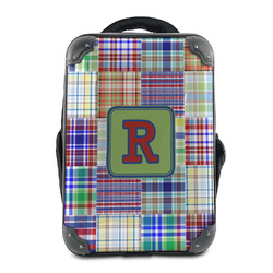 Blue Madras Plaid Print 15" Hard Shell Backpack (Personalized)