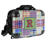 Blue Madras Plaid Print Hard Shell Briefcase (Personalized)