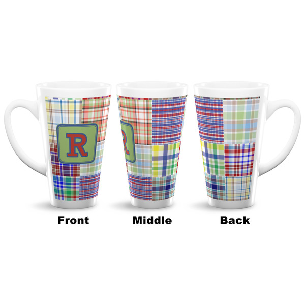 Blue Madras Plaid Print 16 Oz Latte Mug - Approval