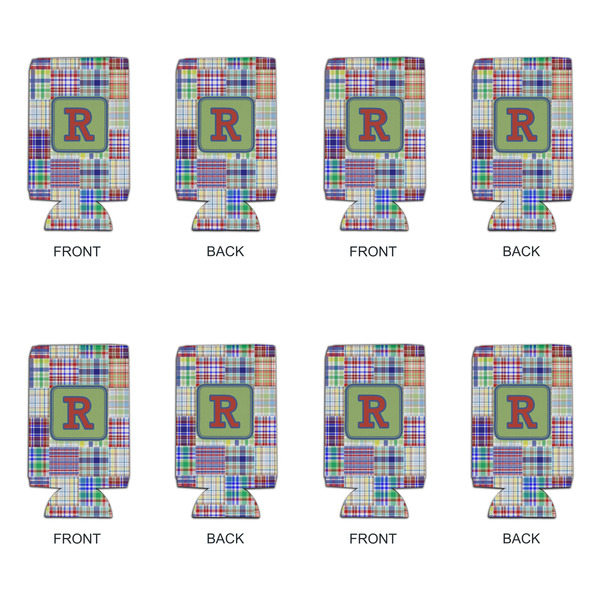 Blue Madras Plaid Print 16oz Can Sleeve - Set of 4 - APPROVAL