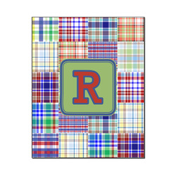 Blue Madras Plaid Print Wood Print - 16x20 (Personalized)