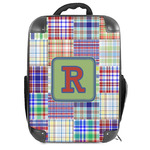 Blue Madras Plaid Print Hard Shell Backpack (Personalized)