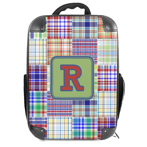 Custom Blue Madras Plaid Print Hard Shell Backpack (Personalized)