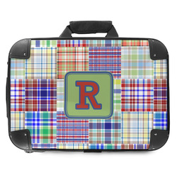 Blue Madras Plaid Print Hard Shell Briefcase - 18" (Personalized)