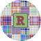 Blue Madras Plaid Print Multipurpose Round Labels - 2" (Personalized)