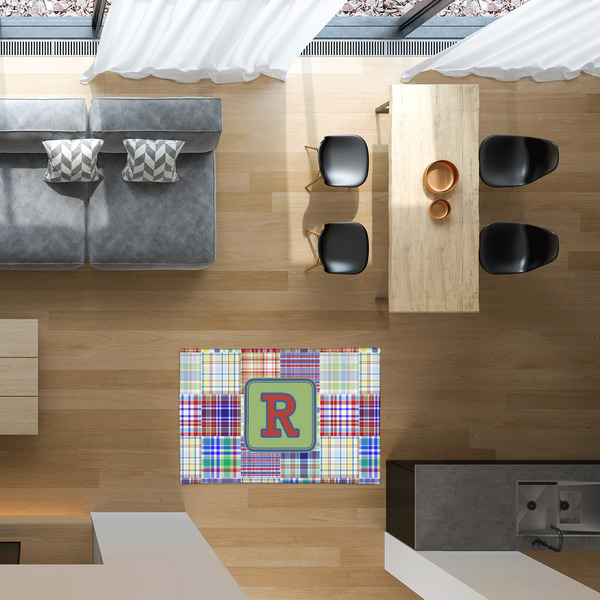 Blue Madras Plaid Print 2'x3' Indoor Area Rugs - IN CONTEXT