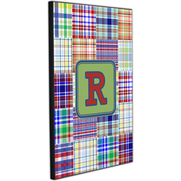 Blue Madras Plaid Print 20x30 Wood Print - Angle View