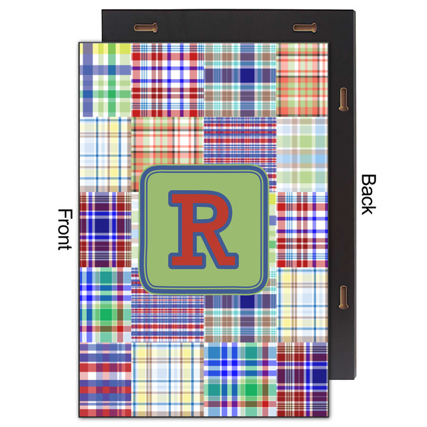 Blue Madras Plaid Print 20x30 Wood Print - Front & Back View