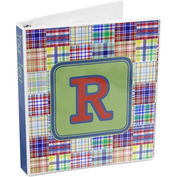 Blue Madras Plaid Print 3-Ring Binder 3/4 - Main