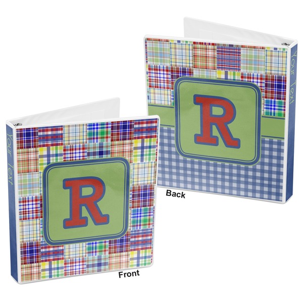 Blue Madras Plaid Print 3-Ring Binder Front and Back