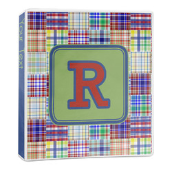Blue Madras Plaid Print 3-Ring Binder (Personalized)