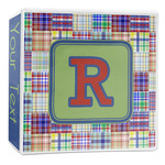 Blue Madras Plaid Print 3-Ring Binder - 2 inch (Personalized)