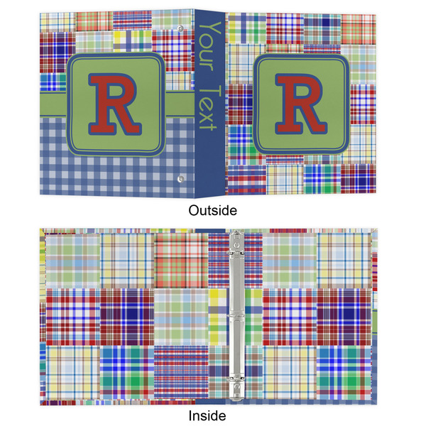 Blue Madras Plaid Print 3 Ring Binders - Full Wrap - 1" - APPROVAL