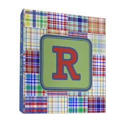 Blue Madras Plaid Print 3 Ring Binder - Full Wrap - 1" (Personalized)