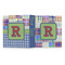 Blue Madras Plaid Print 3 Ring Binders - Full Wrap - 1" - OPEN OUTSIDE