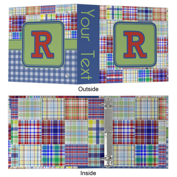 Blue Madras Plaid Print 3 Ring Binders - Full Wrap - 2" - APPROVAL