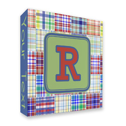 Blue Madras Plaid Print 3 Ring Binder - Full Wrap (Personalized)