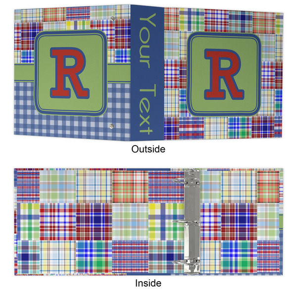 Blue Madras Plaid Print 3 Ring Binders - Full Wrap - 3" - APPROVAL